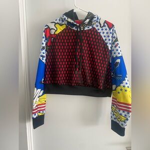 Adidas Rita Ora Superhero Cropped Hoodie Size Medium Pop Art